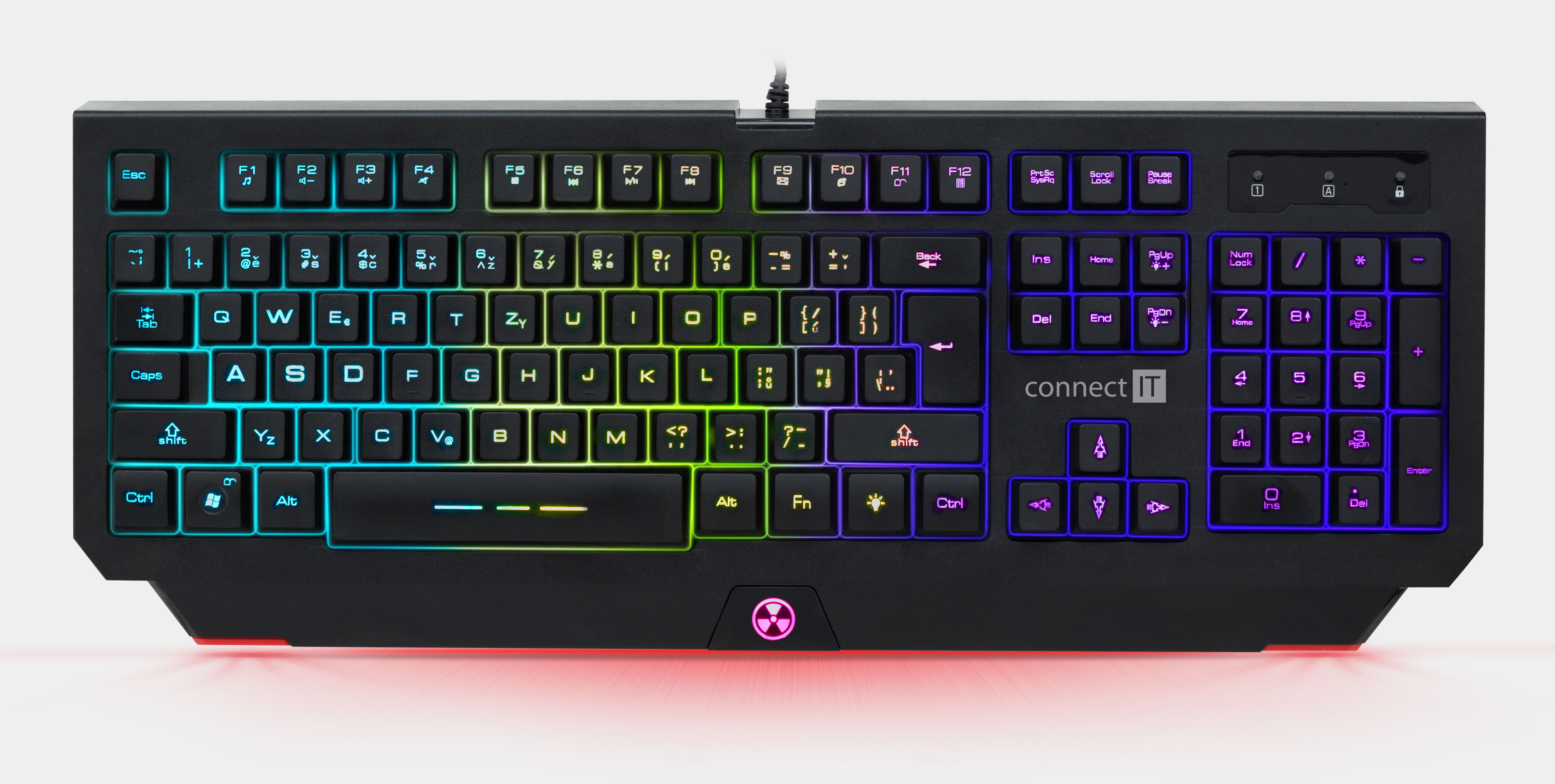 CONNECT IT BATTLE RNBW klávesnice pro hráče, ČERNO-ČERVENÁ