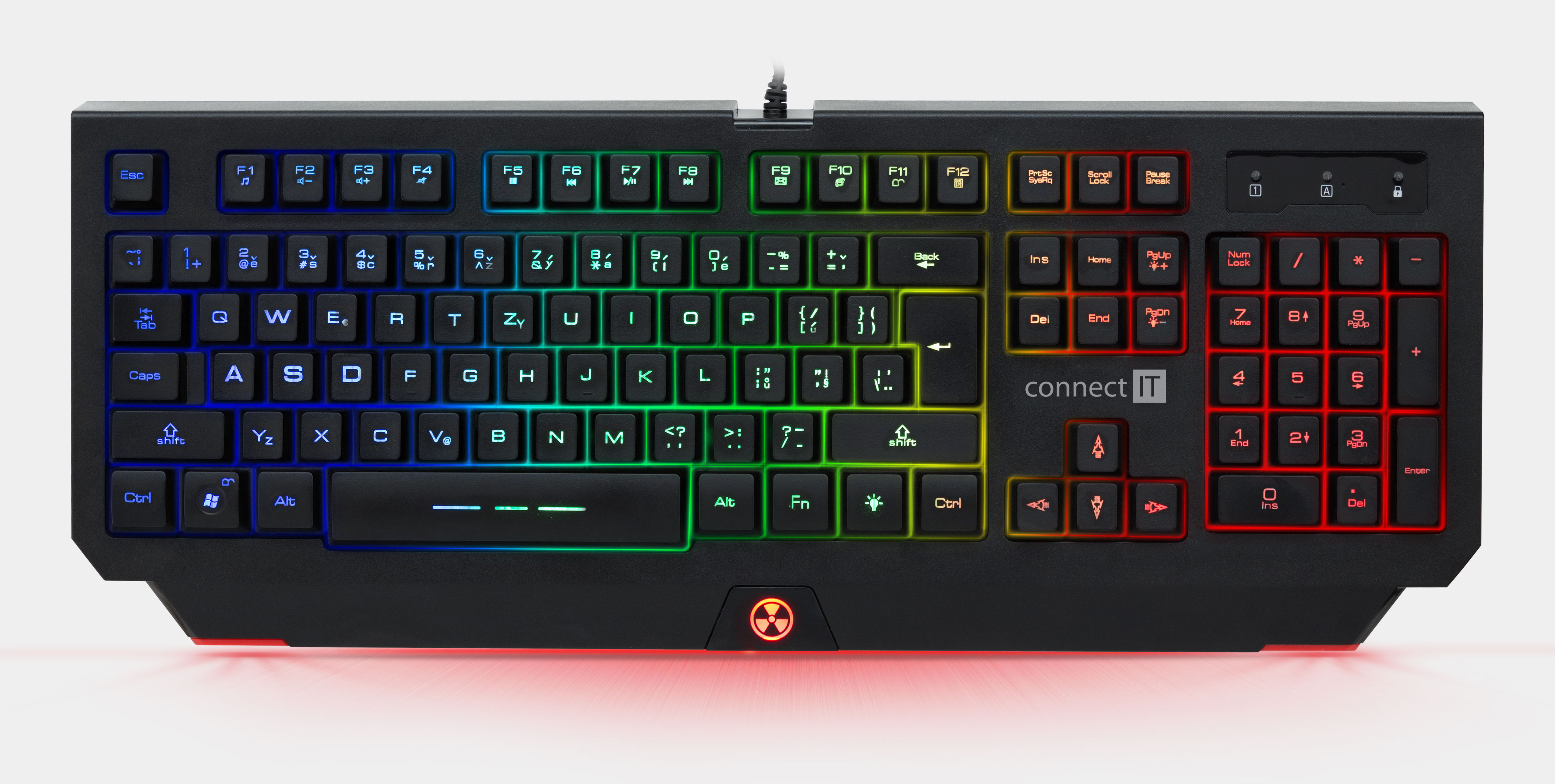 CONNECT IT BATTLE RNBW klávesnice pro hráče, ČERNO-ČERVENÁ