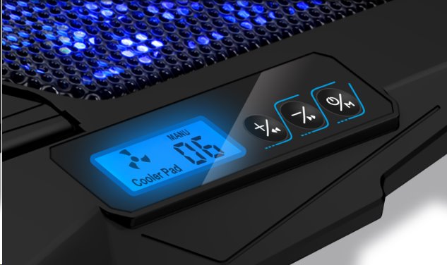 CONNECT IT FrostWind chladicí podložka pod notebook s modrým podsvícením, ČERNÁ