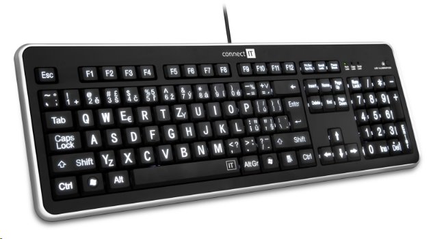 CONNECT IT LED bíle podsvícená klávesnic