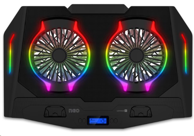 CONNECT IT NEO RGB chladicí podložka pod notebook, ČERNÁ