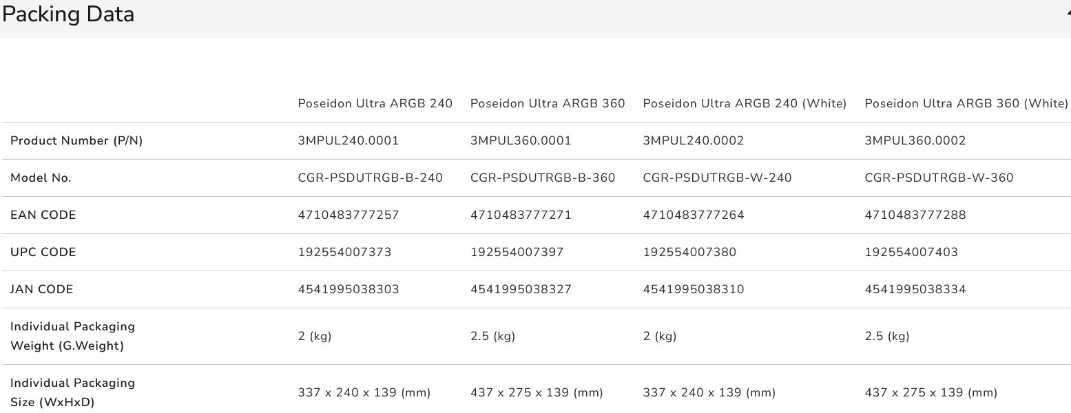 COUGAR chlazení POSEIDON ULTRA ARGB 360 AIO vodní white
