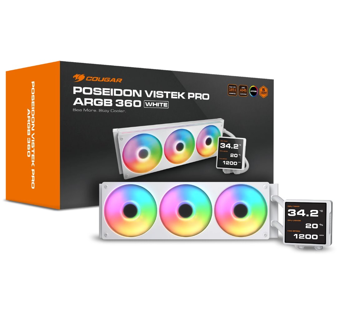 COUGAR chlazení POSEIDON VISTEK Pro ARGB 360 AIO vodní white