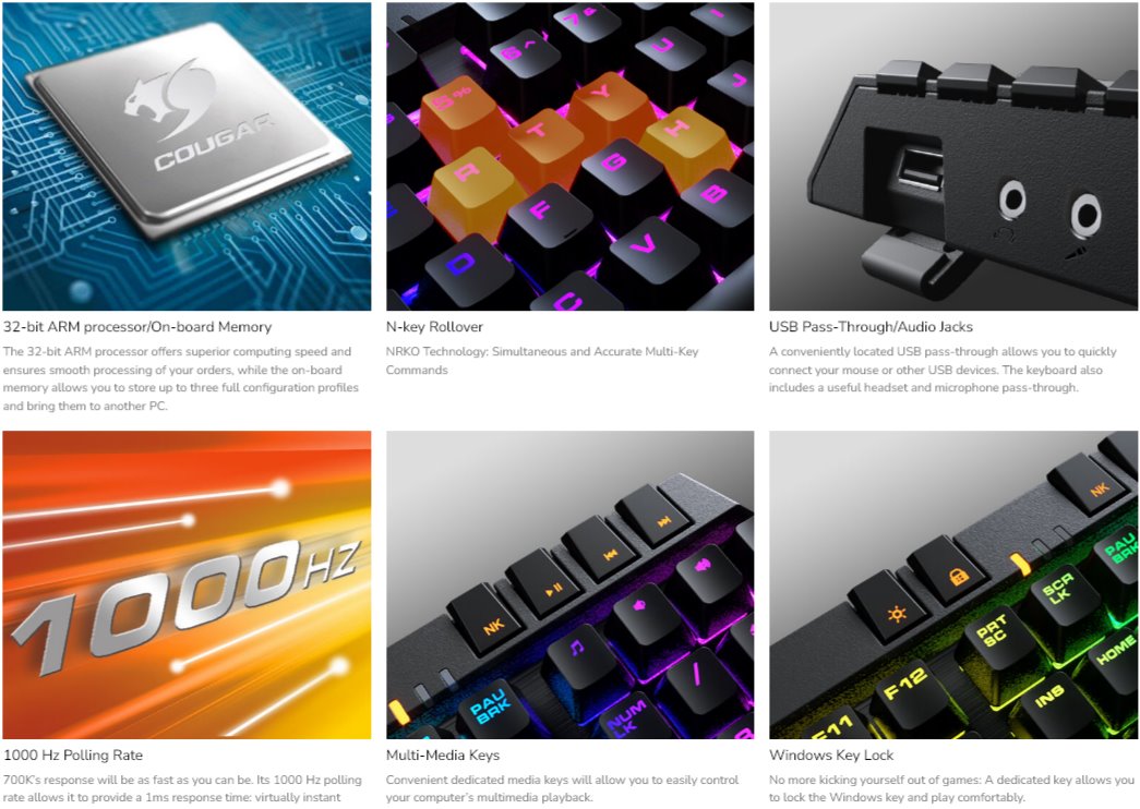 COUGAR herní klávesnice 700K EVO RGB (Red Cherry MX mechanical switch), aluminium brushed structure, NRKO