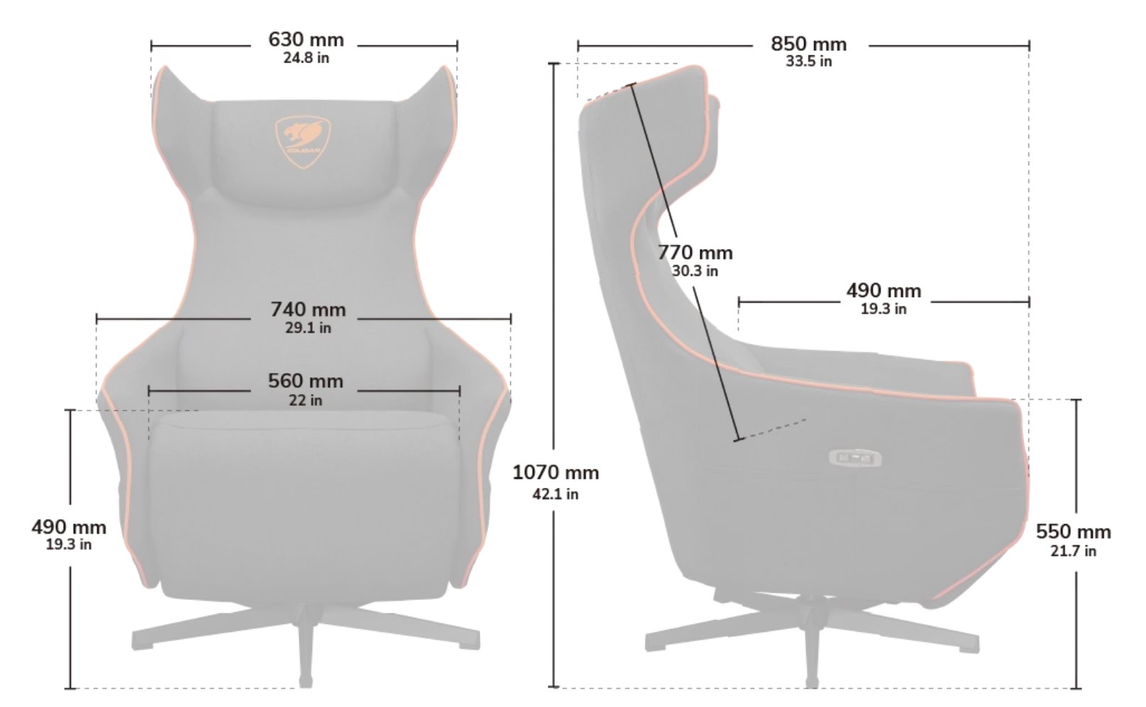 COUGAR herní křeslo MAGUS Orange/Gray