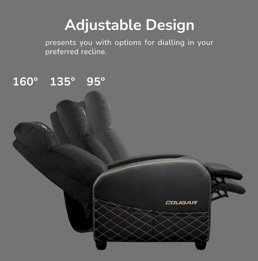 COUGAR herní křeslo RANGER ELITE GOLD - černá, gold, boční kapsy