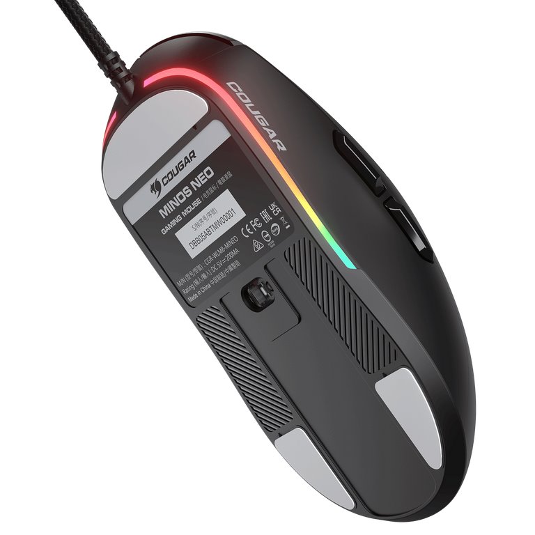 COUGAR herní myš drátová MINOS NEO BLACK, 6 tl., čip PixArt 3327, 6000dpi, 220 IPS, 63g, USB-A, Ultraflex kabel 1.8m