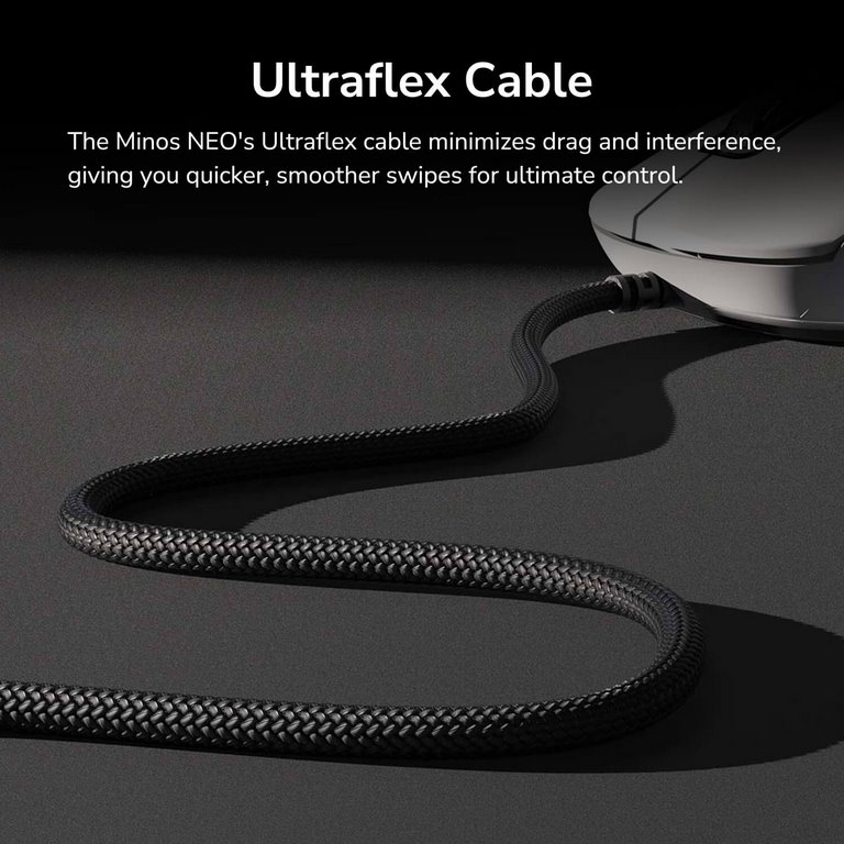 COUGAR herní myš drátová MINOS NEO BLACK, 6 tl., čip PixArt 3327, 6000dpi, 220 IPS, 63g, USB-A, Ultraflex kabel 1.8m