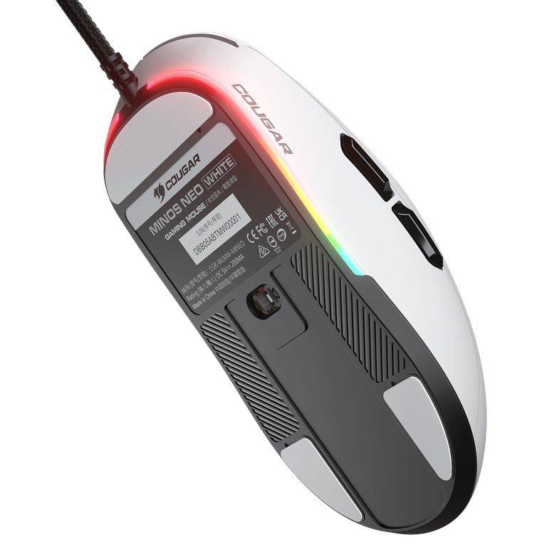 COUGAR herní myš drátová MINOS NEO WHITE, 6 tl., čip PixArt 3327, 6000dpi, 220 IPS, 63g, USB-A, Ultraflex kabel 1.8m