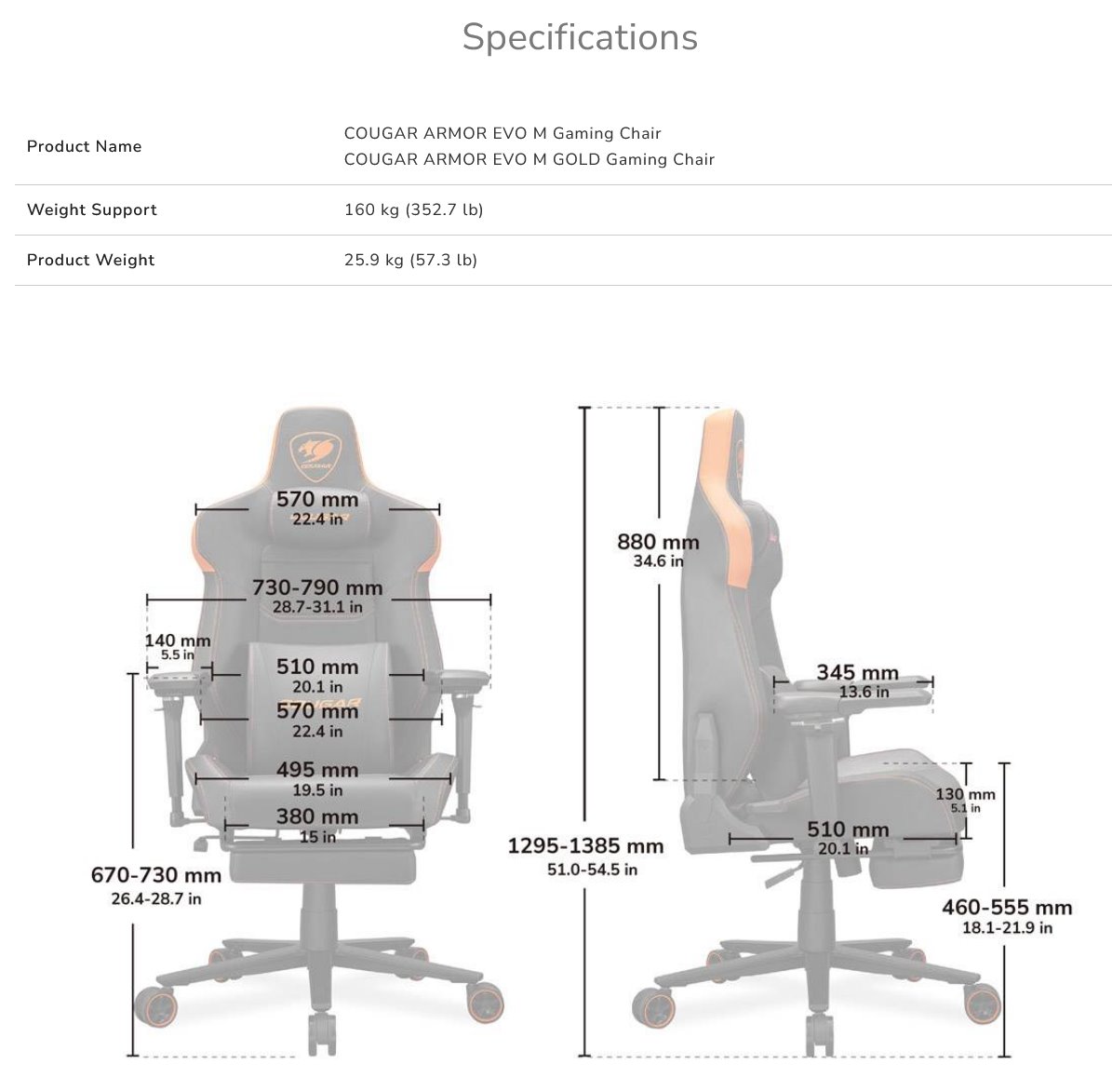 COUGAR herní židle ARMOR EVO M - černá/oranžová - s podnožkou