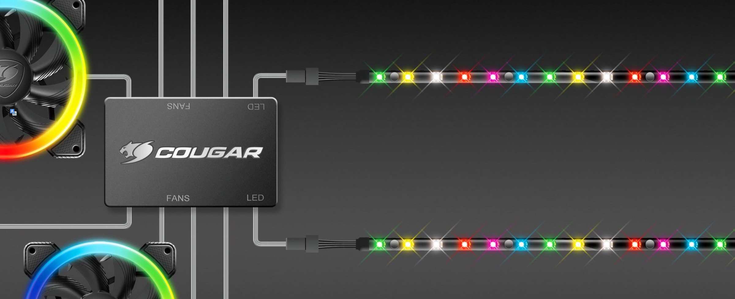 COUGAR LED pásek 2x 350mm, RGB efekty
