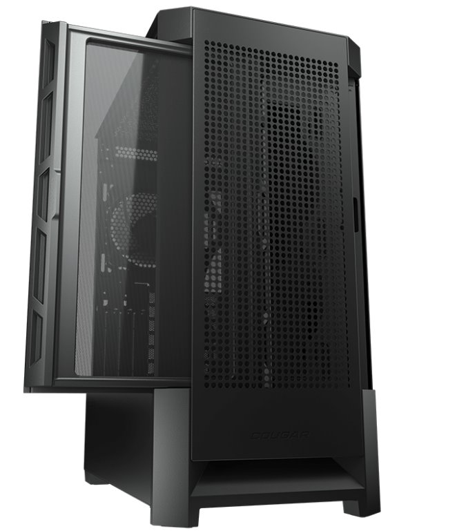 COUGAR PC skříň AIRFACE Black Mid Tower Mesh Front Panel 1 x 120mm Fan TG Left Panel Black