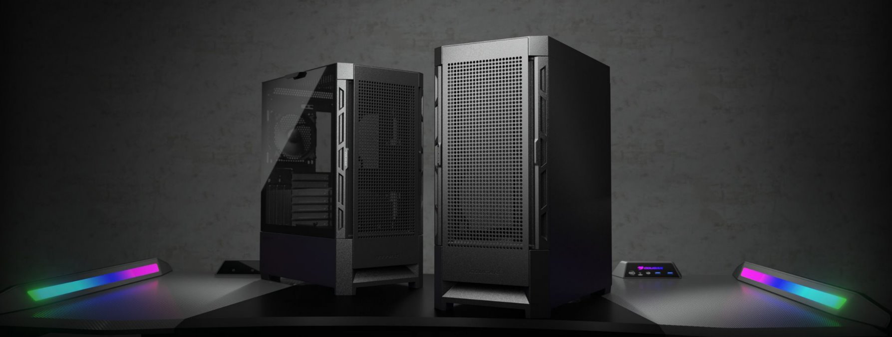 COUGAR PC skříň AIRFACE Black Mid Tower Mesh Front Panel 1 x 120mm Fan TG Left Panel Black