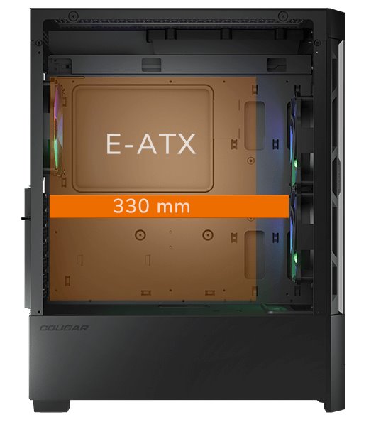 COUGAR PC skříň AIRFACE Black Mid Tower Mesh Front Panel 1 x 120mm Fan TG Left Panel Black