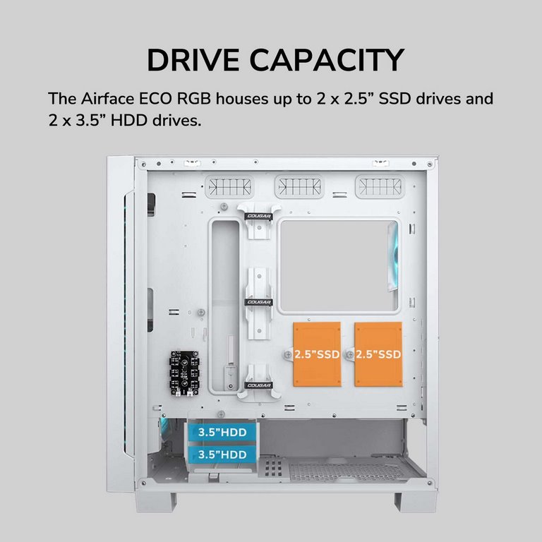 COUGAR PC skříň AIRFACE ECO RGB Black Mid Tower Airflow 2 x 180mm ARGB PWM Fans 1x 120mm ARGB Fan