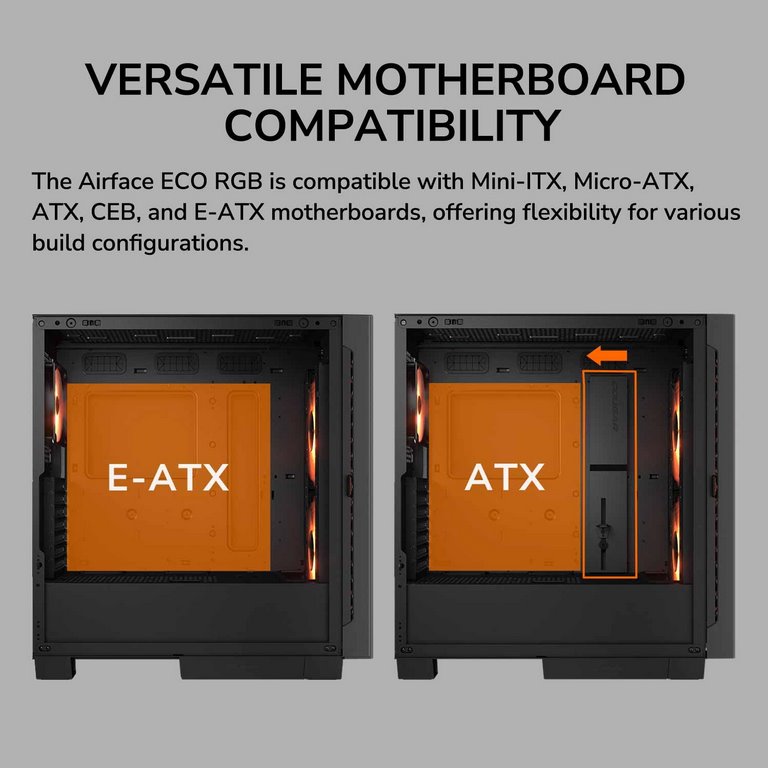 COUGAR PC skříň AIRFACE ECO RGB Black Mid Tower Airflow 2 x 180mm ARGB PWM Fans 1x 120mm ARGB Fan