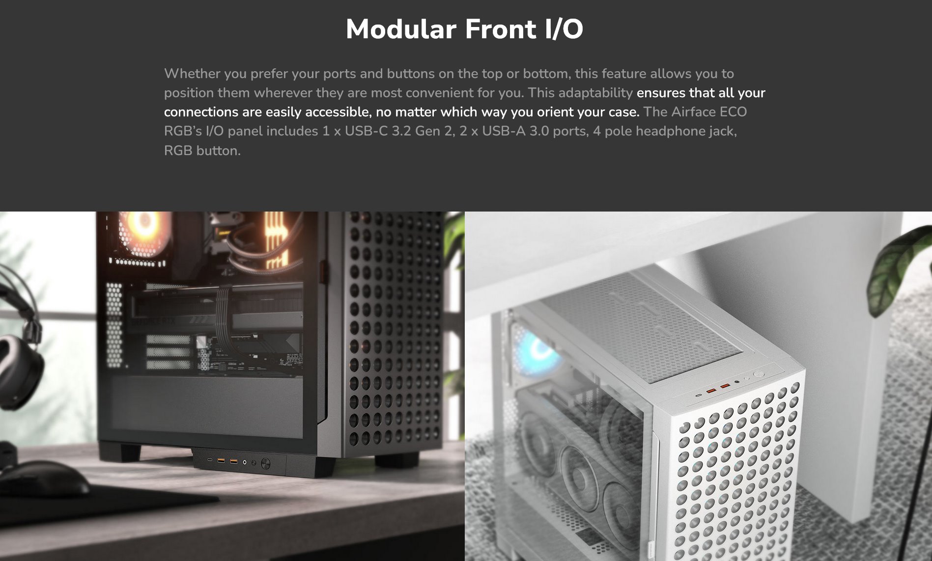 COUGAR PC skříň AIRFACE ECO RGB Black Mid Tower Airflow 2 x 180mm ARGB PWM Fans 1x 120mm ARGB Fan