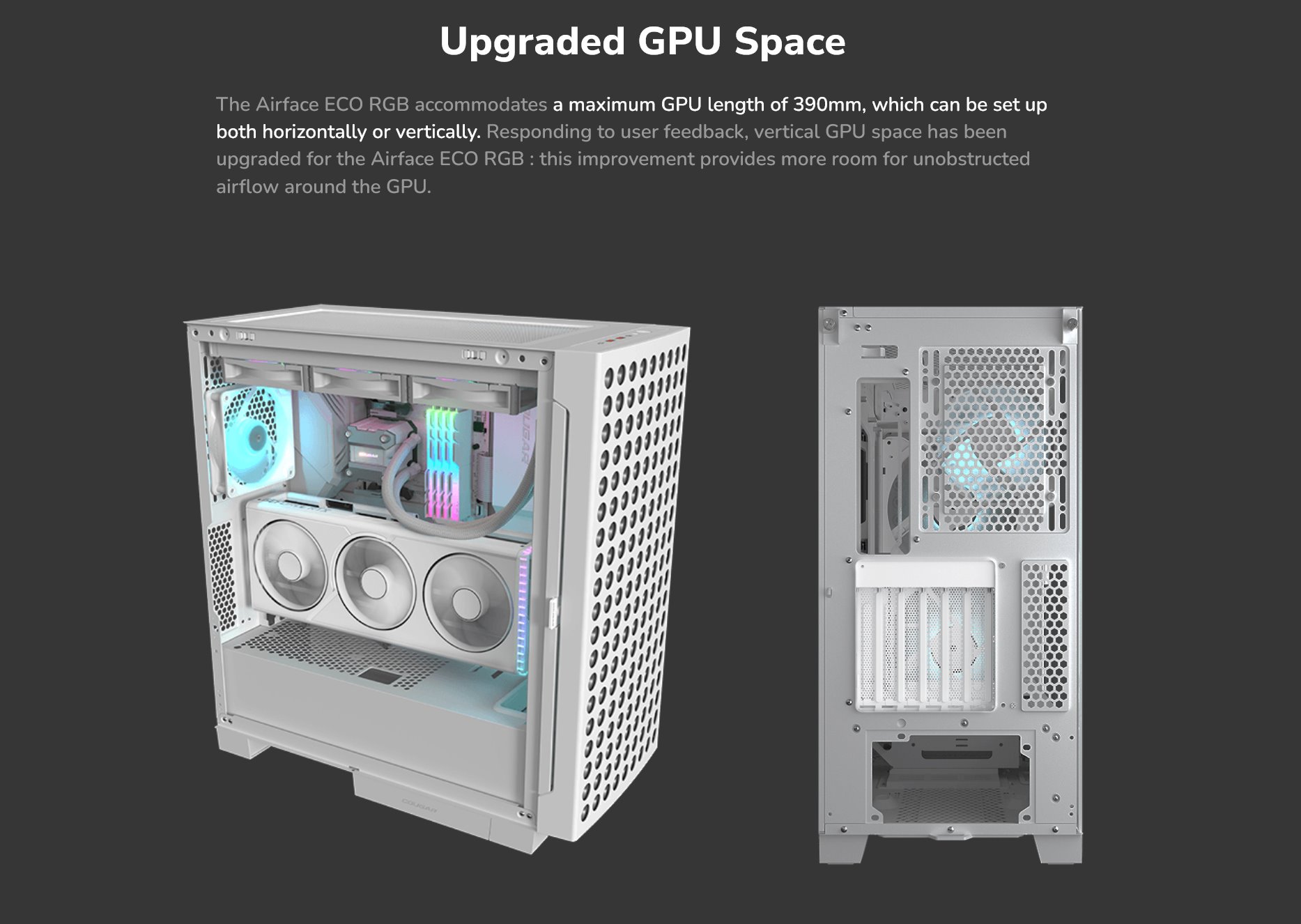 COUGAR PC skříň AIRFACE ECO RGB Black Mid Tower Airflow 2 x 180mm ARGB PWM Fans 1x 120mm ARGB Fan