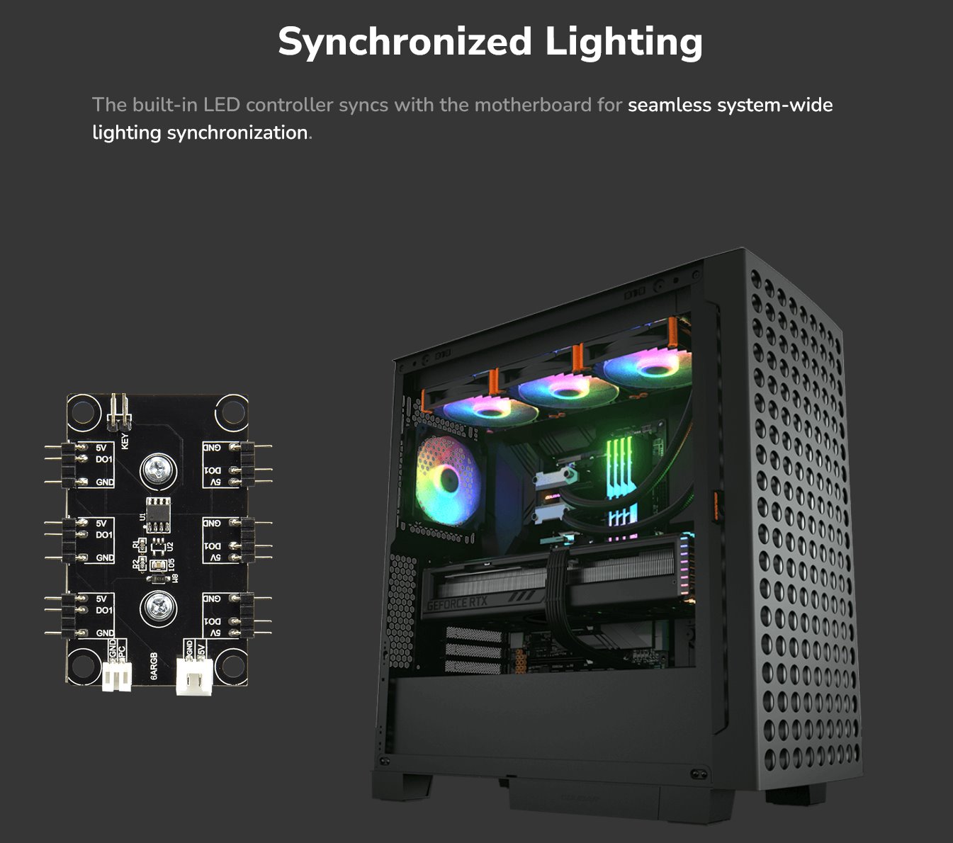 COUGAR PC skříň AIRFACE ECO RGB Black Mid Tower Airflow 2 x 180mm ARGB PWM Fans 1x 120mm ARGB Fan