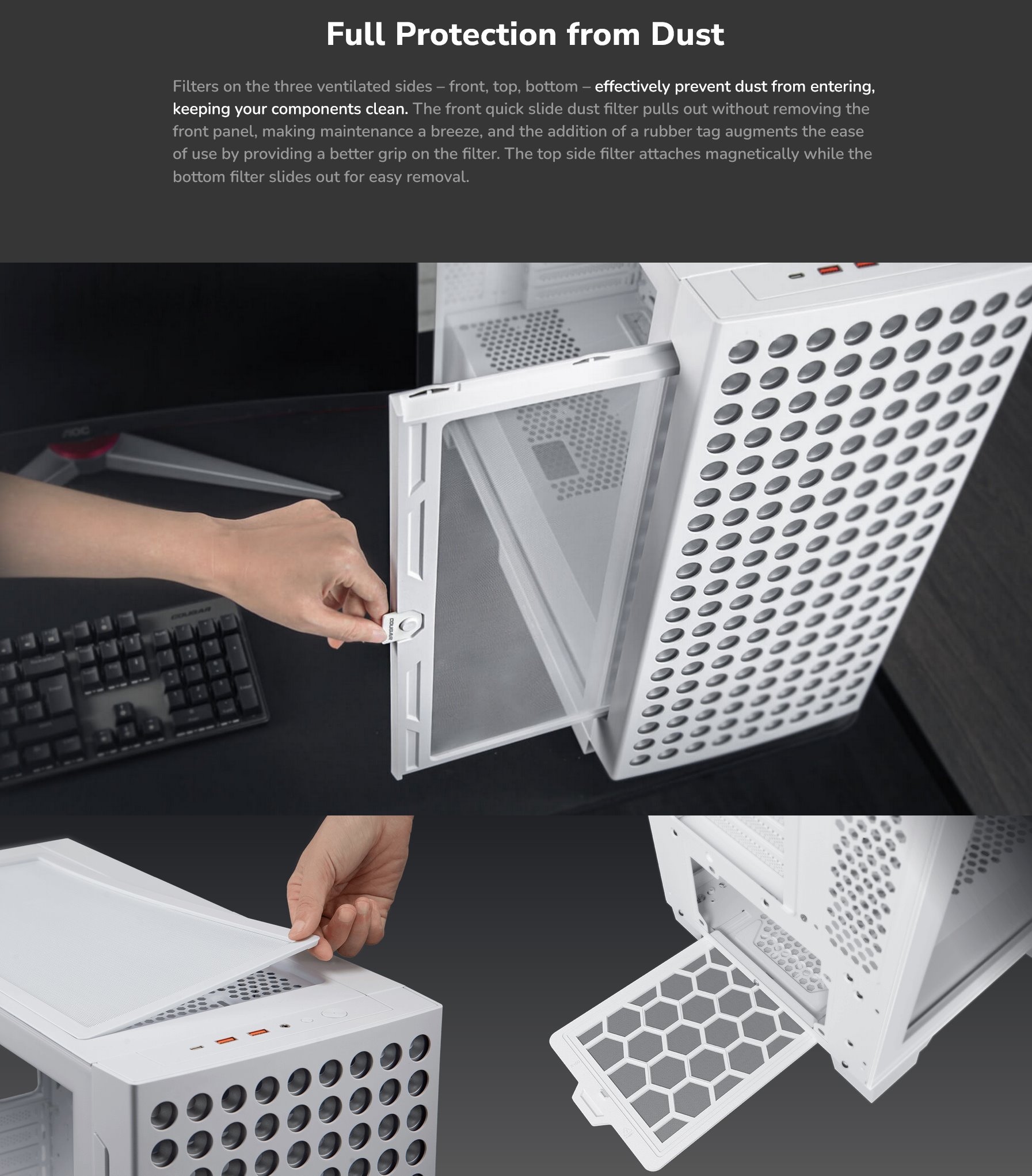 COUGAR PC skříň AIRFACE ECO RGB White Mid Tower Airflow 2 x 180mm ARGB PWM Fans 1x 120mm ARGB Fan