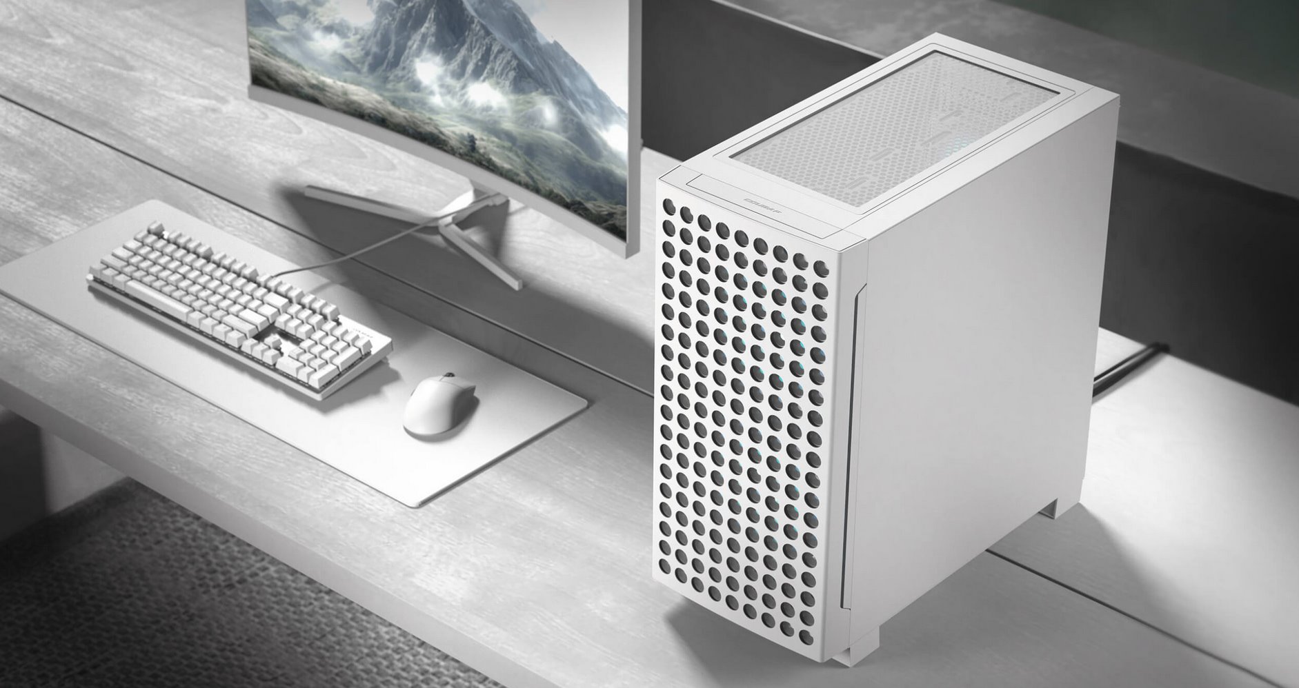 COUGAR PC skříň AIRFACE ECO RGB White Mid Tower Airflow 2 x 180mm ARGB PWM Fans 1x 120mm ARGB Fan