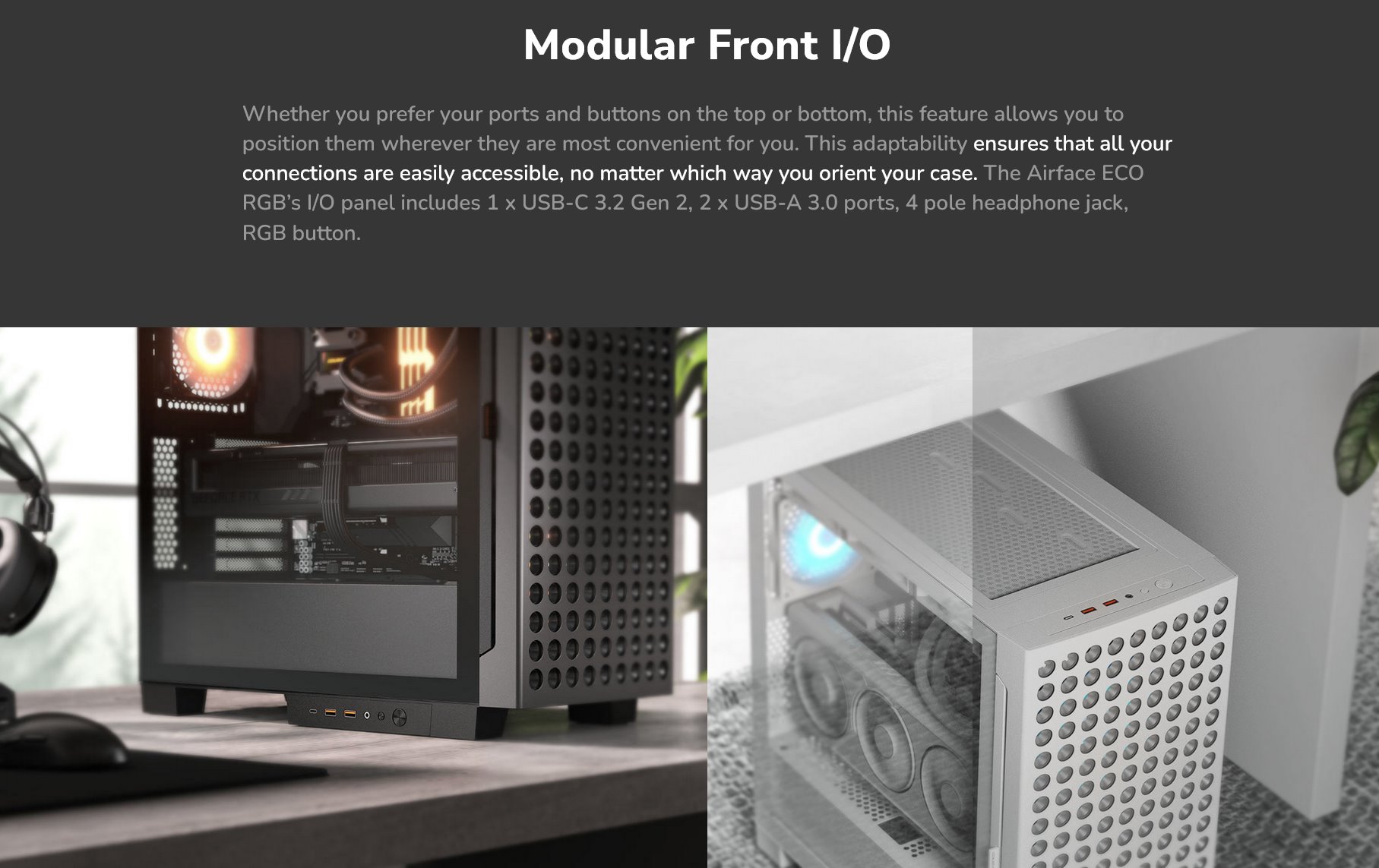 COUGAR PC skříň AIRFACE ECO RGB White Mid Tower Airflow 2 x 180mm ARGB PWM Fans 1x 120mm ARGB Fan