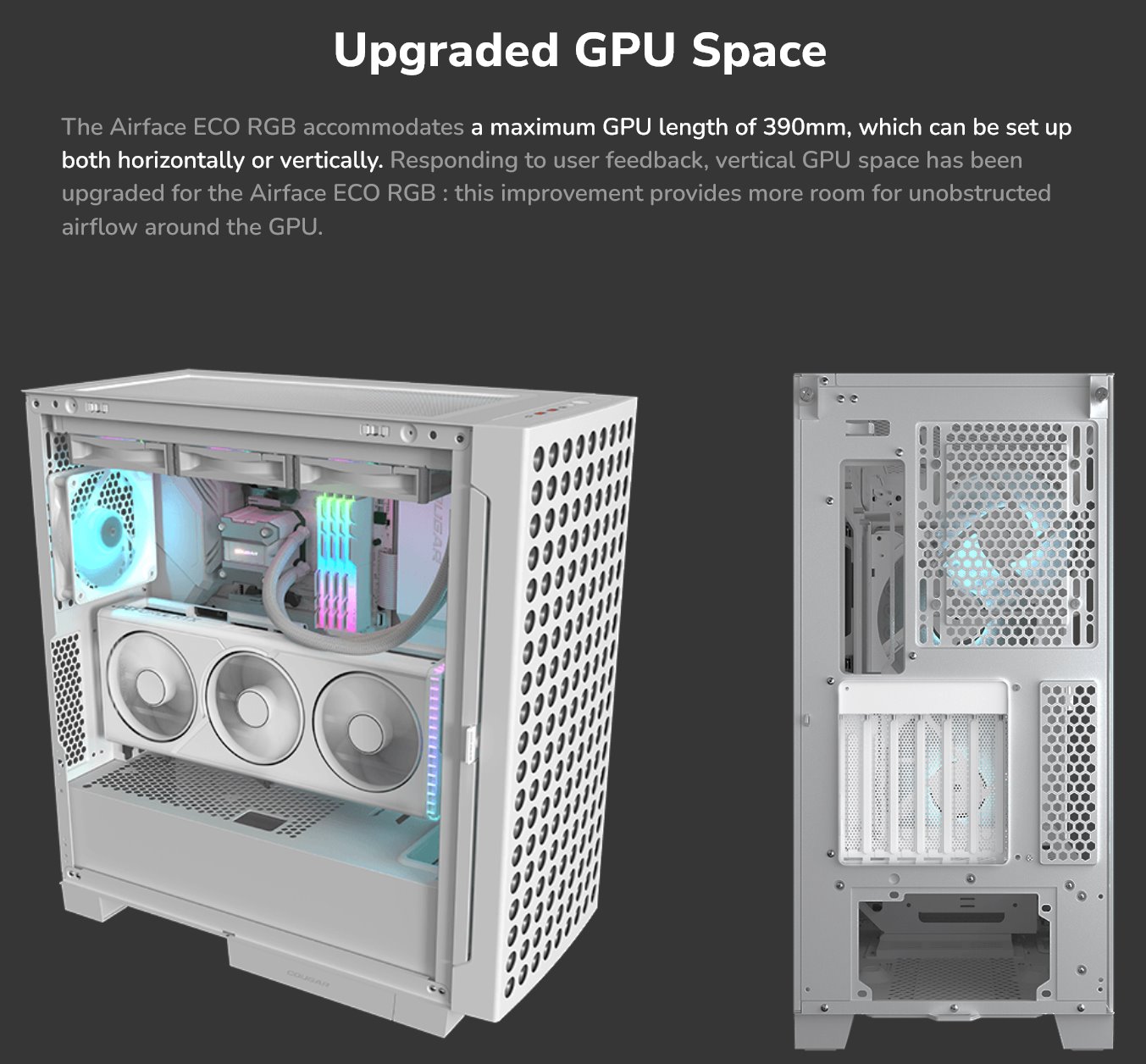 COUGAR PC skříň AIRFACE ECO RGB White Mid Tower Airflow 2 x 180mm ARGB PWM Fans 1x 120mm ARGB Fan