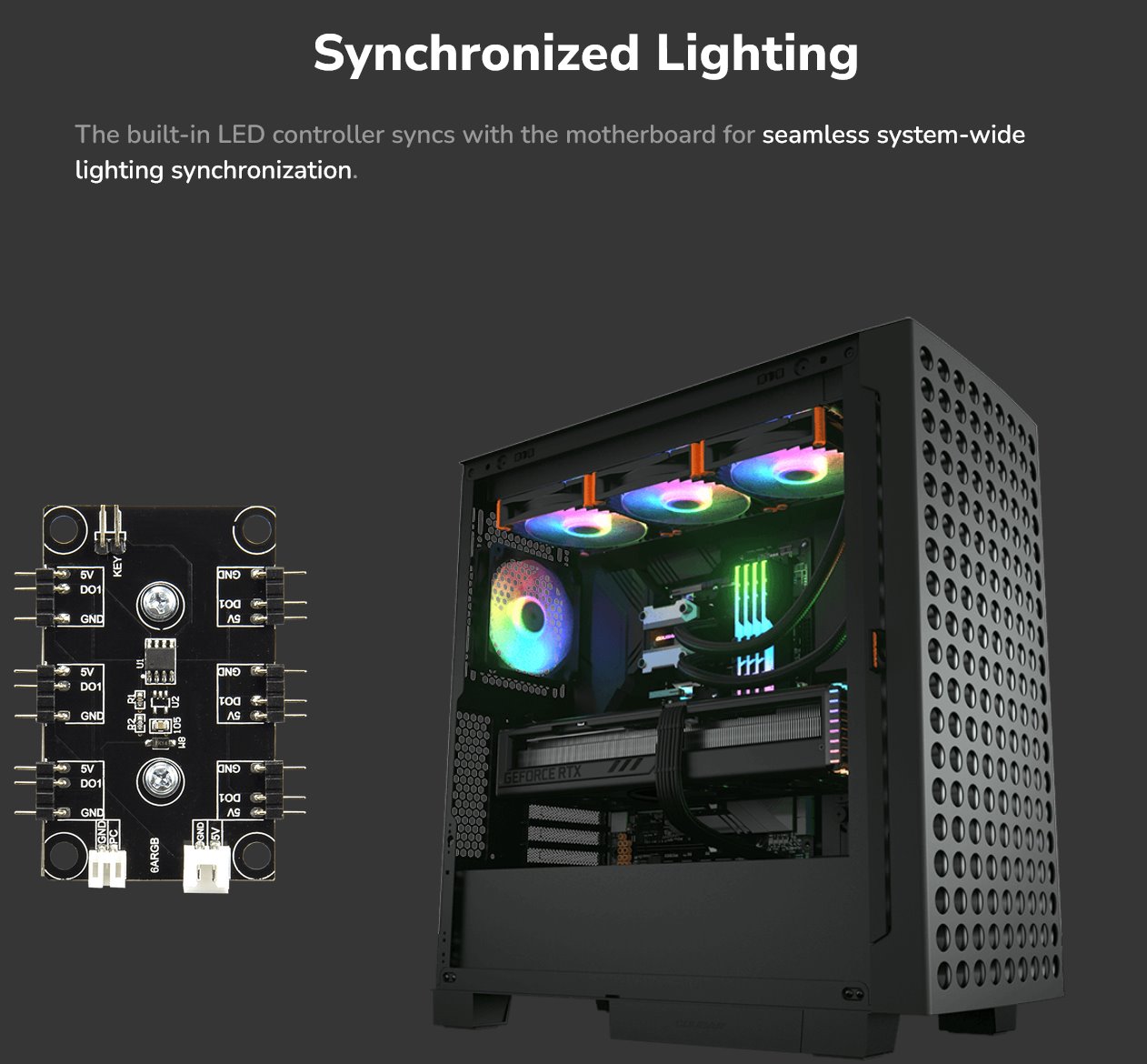 COUGAR PC skříň AIRFACE ECO RGB White Mid Tower Airflow 2 x 180mm ARGB PWM Fans 1x 120mm ARGB Fan