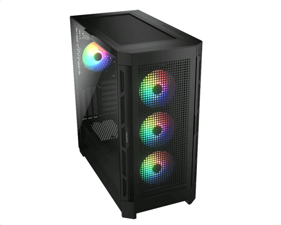 COUGAR PC skříň AIRFACE PRO RGB Black Mid Tower Airflow Panel 3 x 120mm ARGB Fans 1x 120mm ARGB Fan TG Left Panel