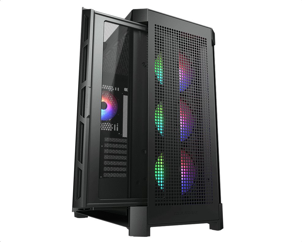 COUGAR PC skříň AIRFACE PRO RGB Black Mid Tower Airflow Panel 3 x 120mm ARGB Fans 1x 120mm ARGB Fan TG Left Panel