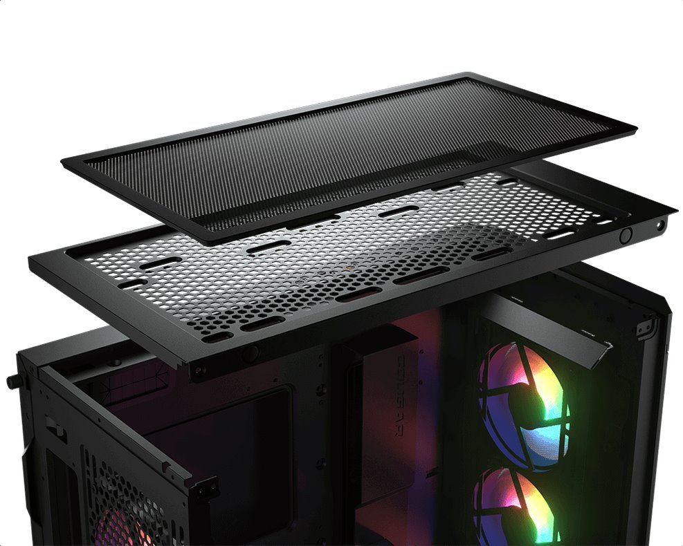 COUGAR PC skříň AIRFACE PRO RGB Black Mid Tower Airflow Panel 3 x 120mm ARGB Fans 1x 120mm ARGB Fan TG Left Panel