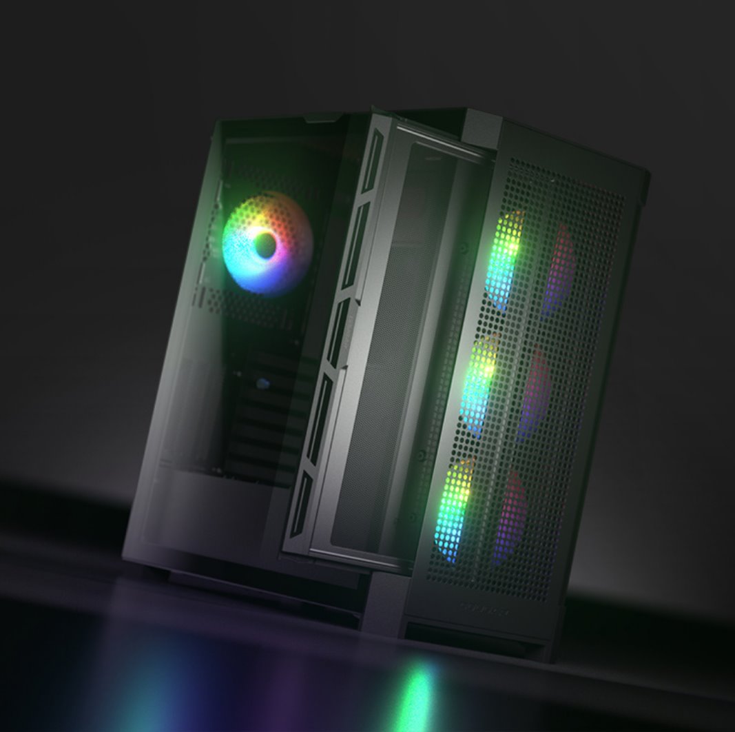 COUGAR PC skříň AIRFACE PRO RGB Black Mid Tower Airflow Panel 3 x 120mm ARGB Fans 1x 120mm ARGB Fan TG Left Panel