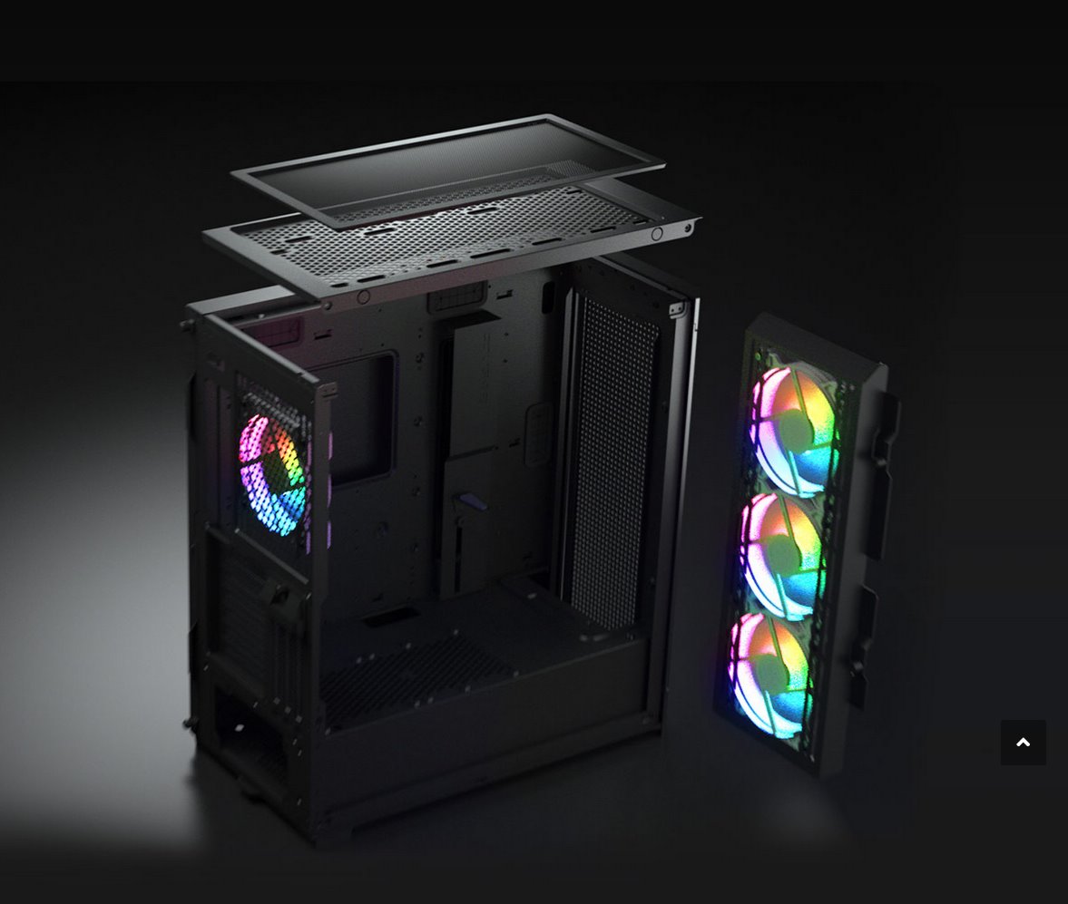 COUGAR PC skříň AIRFACE PRO RGB Black Mid Tower Airflow Panel 3 x 120mm ARGB Fans 1x 120mm ARGB Fan TG Left Panel