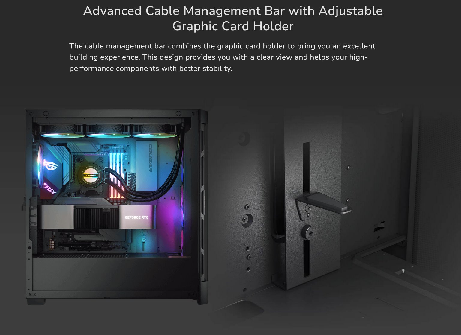 COUGAR PC skříň AIRFACE PRO RGB Black Mid Tower Airflow Panel 3 x 120mm ARGB Fans 1x 120mm ARGB Fan TG Left Panel