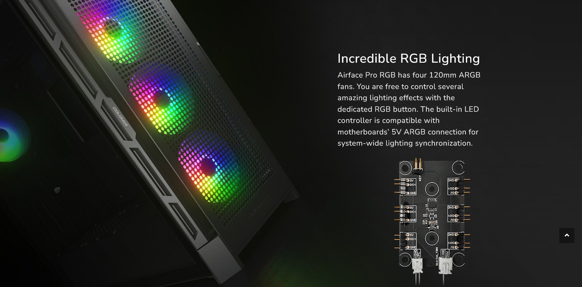 COUGAR PC skříň AIRFACE PRO RGB Black Mid Tower Airflow Panel 3 x 120mm ARGB Fans 1x 120mm ARGB Fan TG Left Panel