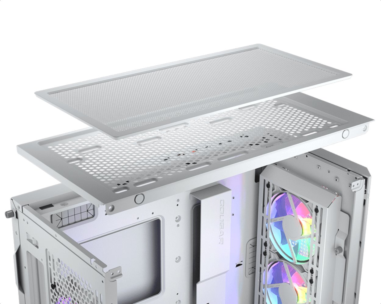 COUGAR PC skříň AIRFACE PRO RGB White Mid Tower Airflow Panel 3 x 120mm ARGB Fans 1x 120mm ARGB Fan TG Left Panel