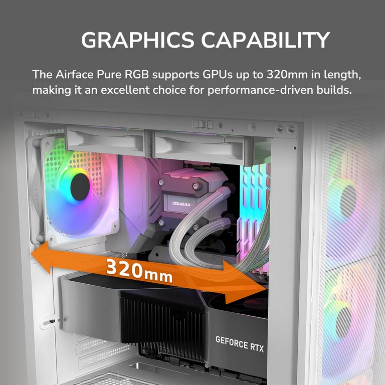 COUGAR PC skříň AIRFACE PURE RGB Black Mid Tower Mesh Front Panel 3 x 120mm ARGB Fan, Rear Panel 1x 120mm ARGB Fan
