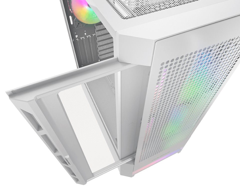 COUGAR PC skříň AIRFACE RGB White Mid Tower Mesh Front Panel 2 x 140mm ARGB Fans 1x 120mm ARGB Fan TG Left Panel