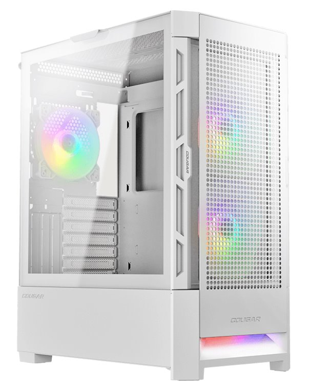 COUGAR PC skříň AIRFACE RGB White Mid Tower Mesh Front Panel 2 x 140mm ARGB Fans 1x 120mm ARGB Fan TG Left Panel