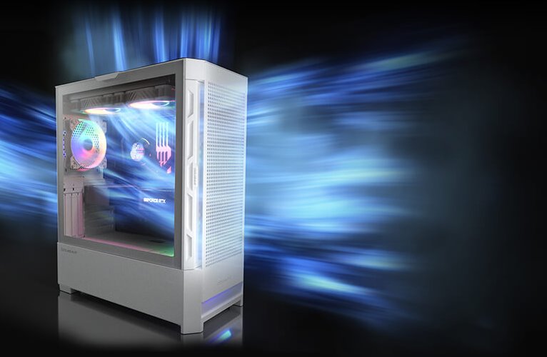 COUGAR PC skříň AIRFACE RGB White Mid Tower Mesh Front Panel 2 x 140mm ARGB Fans 1x 120mm ARGB Fan TG Left Panel