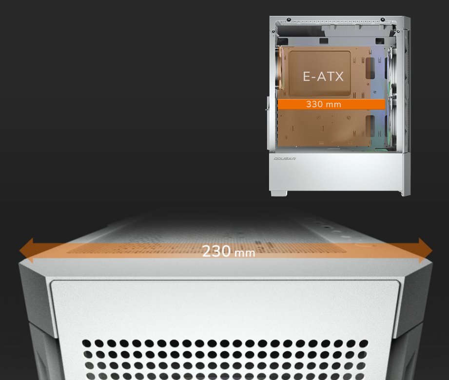 COUGAR PC skříň AIRFACE RGB White Mid Tower Mesh Front Panel 2 x 140mm ARGB Fans 1x 120mm ARGB Fan TG Left Panel