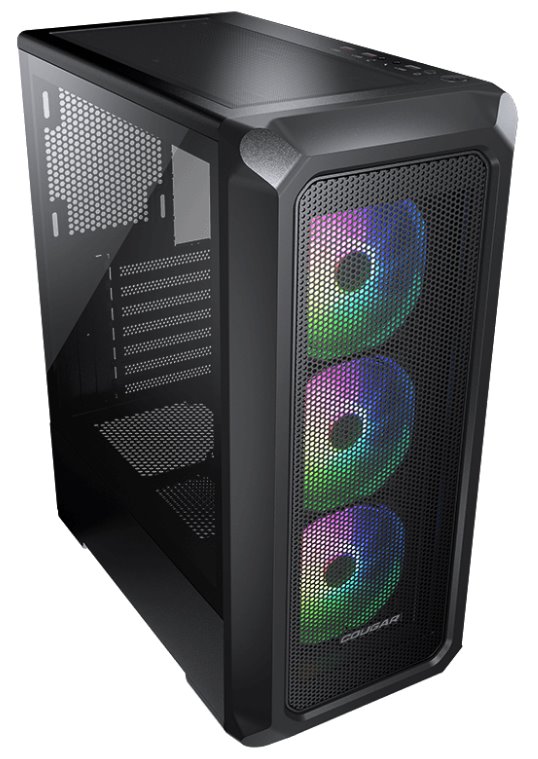 COUGAR PC skříň ARCHON 2 Mesh RGB Black Mid Tower Mesh Front Panel 3 x ARGB Fans 3mm TG Left Panel + COUGAR PSU STC600