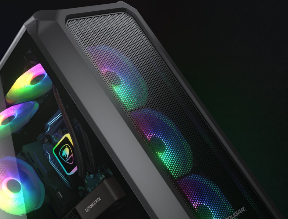 COUGAR PC skříň ARCHON 2 Mesh RGB White Mid Tower Mesh Front Panel 3 x ARGB Fans 3mm TG Left Panel + COUGAR PSU STC600