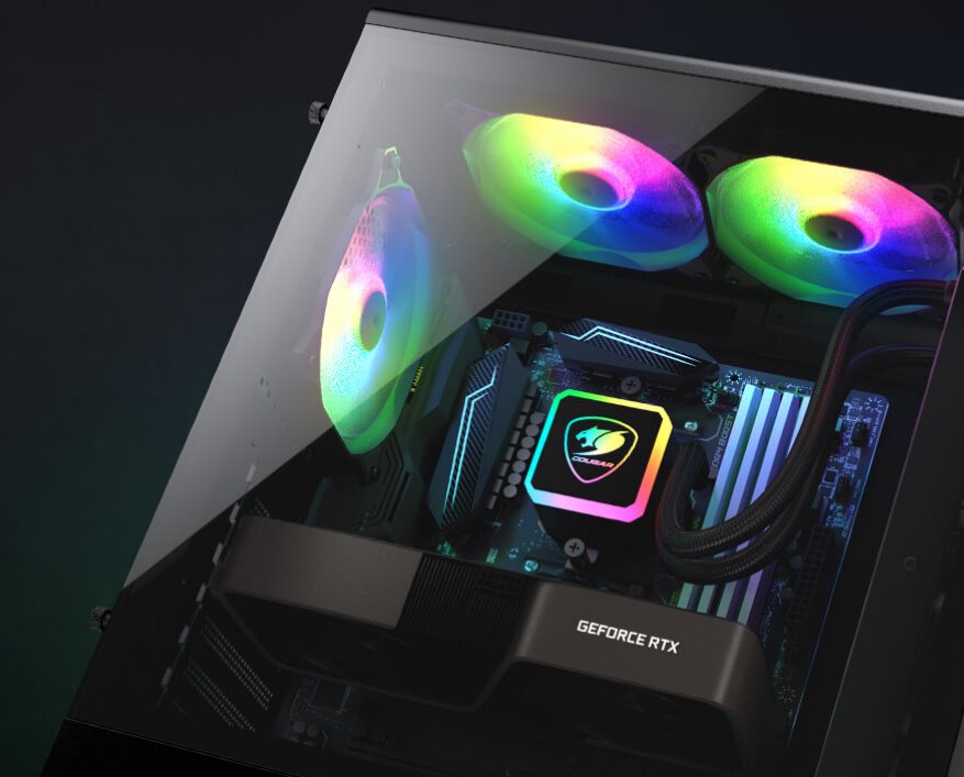 COUGAR PC skříň ARCHON 2 Mesh RGB White Mid Tower Mesh Front Panel 3 x ARGB Fans 3mm TG Left Panel