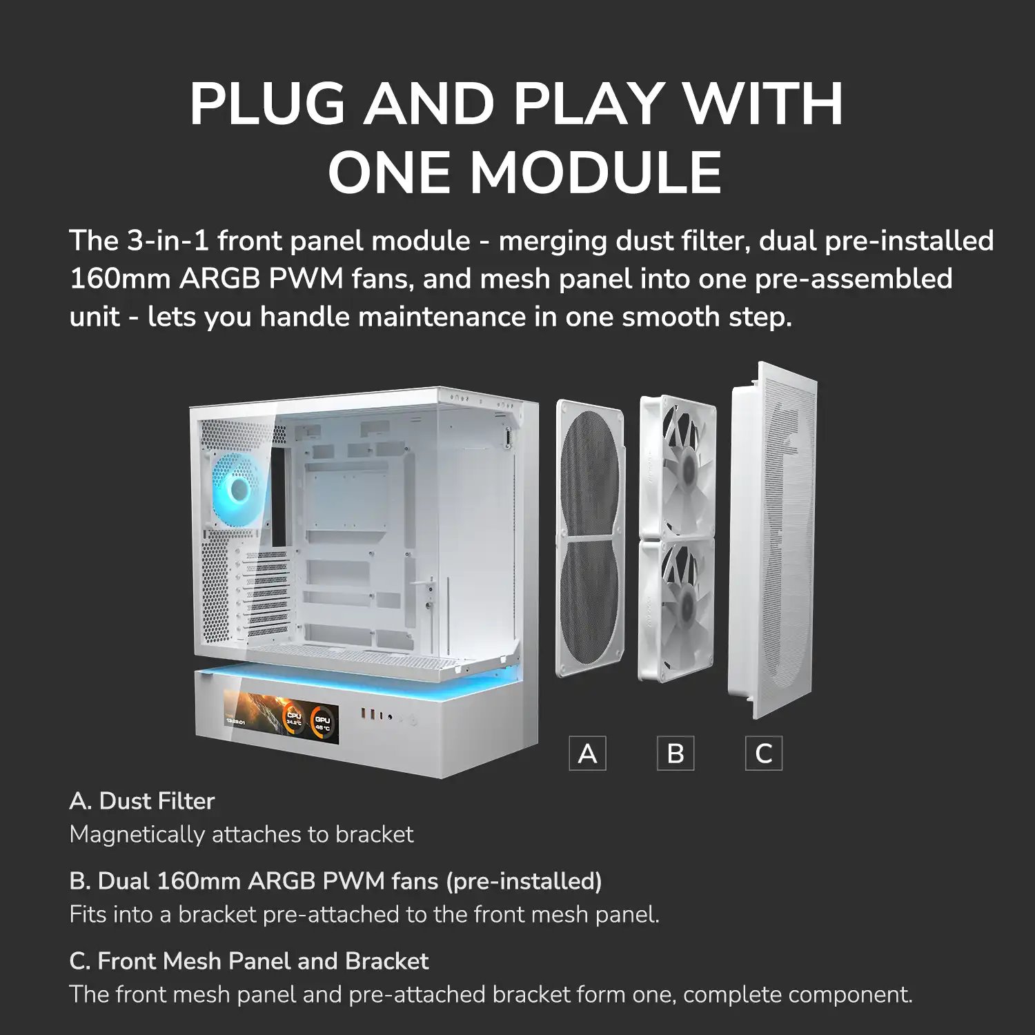 COUGAR PC skříň CFV235 Mesh Vision White Mid