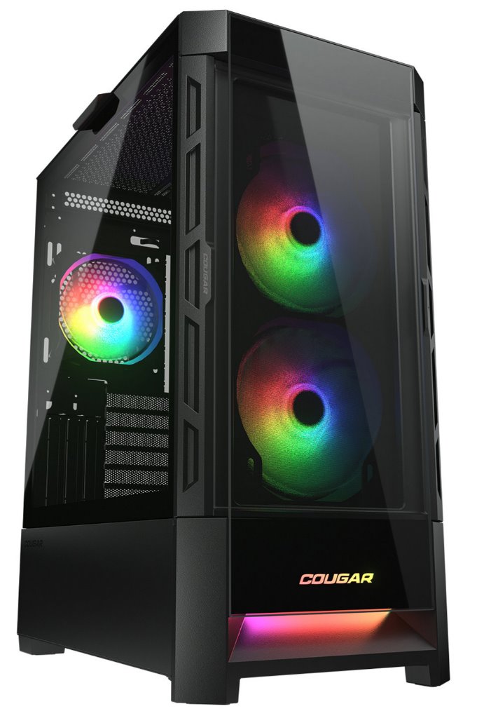 COUGAR PC skříň DUOFACE Black Mid Tower Airflow Front Panel TG Left Panel 2 x ARGB 140mm & 1x 120mm Fans