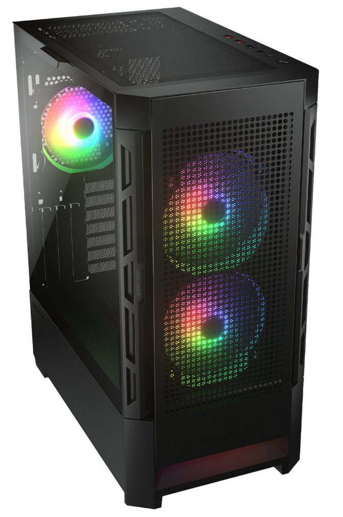 COUGAR PC skříň DUOFACE Black Mid Tower Airflow Front Panel TG Left Panel 2 x ARGB 140mm & 1x 120mm Fans