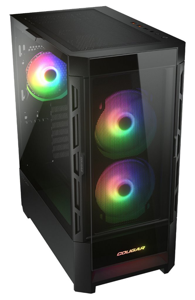 COUGAR PC skříň DUOFACE Black Mid Tower Airflow Front Panel TG Left Panel 2 x ARGB 140mm & 1x 120mm Fans