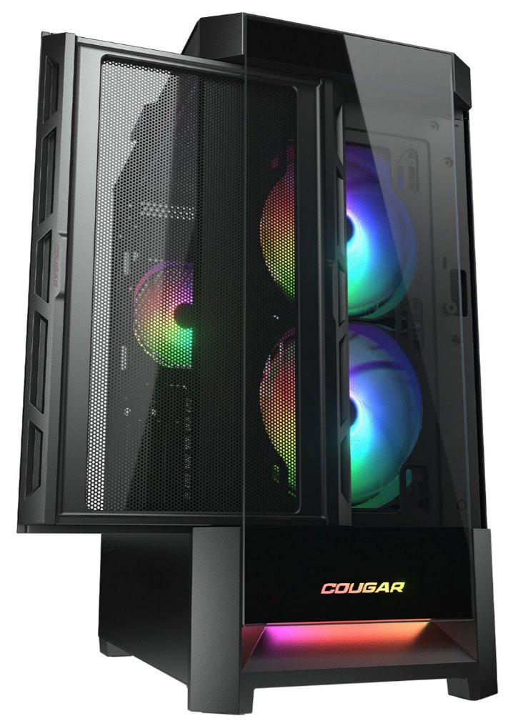 COUGAR PC skříň DUOFACE Black Mid Tower Airflow Front Panel TG Left Panel 2 x ARGB 140mm & 1x 120mm Fans