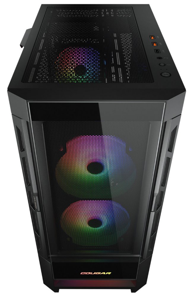 COUGAR PC skříň DUOFACE Black Mid Tower Airflow Front Panel TG Left Panel 2 x ARGB 140mm & 1x 120mm Fans